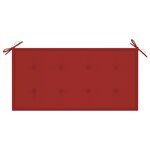 vidaXL Banc de jardin avec coussin rouge 112 cm Bois de teck massif