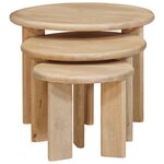 vidaXL Tables basses gigognes 3 Pièces Noir Bois de mangue massif