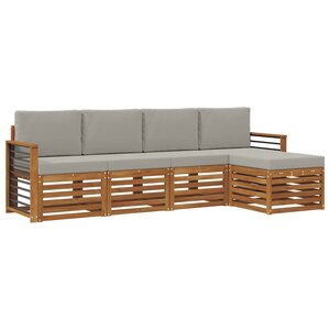 vidaXL Ensemble de canapés d'extérieur 5 Pièces Gris Naturel et Clair