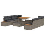 vidaXL Ensemble de canapé de jardin avec coussin 11 Pièces Gris