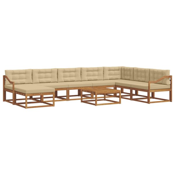 vidaXL Ensemble de canapés d'extérieur 9 Pièces Naturel et Beige