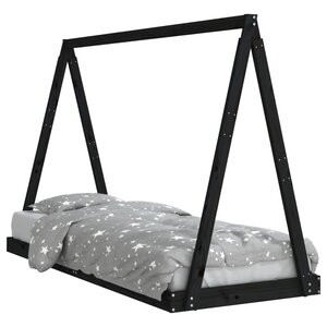 vidaXL Cadre de lit pour enfants noir 80x200 cm bois de pin massif