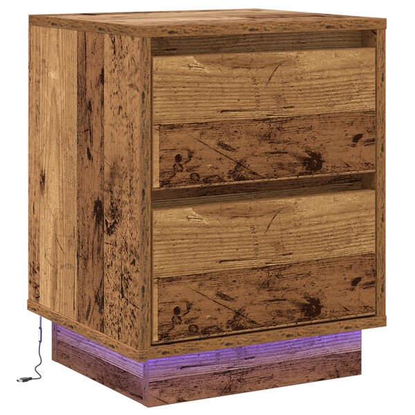vidaXL Cabinet de chevet avec lumières LED Bois ancien 39x34 5x50 cm