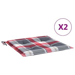 vidaXL Coussins de chaise de jardin 2 Pièces carreaux rouges 50x50x3 cm