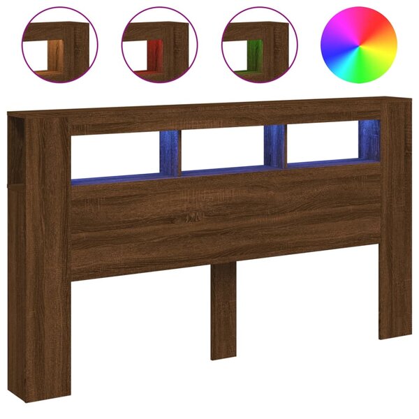 vidaXL Tête de lit à LED chêne marron 180x18 5x103 5cm bois ingénierie