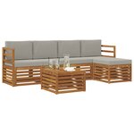 vidaXL Ensemble de canapés d'extérieur 6 Pièces Gris Naturel et Clair