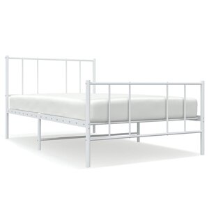 vidaXL Cadre de lit métal avec tête de lit/pied de lit blanc 90x190 cm