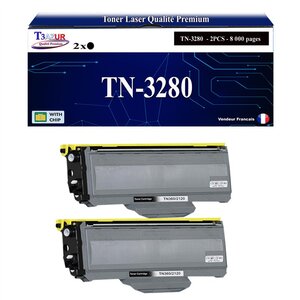 T3AZUR - 2x Toners compatibles avec Brother TN3280 TN3230 - 8 000 pages