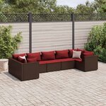 vidaXL Salon de jardin avec coussins 7 Pièces marron résine tressée