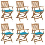 vidaXL Chaises pliables de jardin lot de 6 avec coussins Bois d'acacia