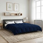 vidaXL Duvet d'hiver Matelassé Bleu foncé 200 x 220 cm Microfibre