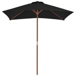 vidaXL Parasol d'extérieur avec mât en bois Noir 150x200 cm