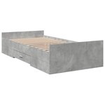 vidaXL Cadre de lit et tiroirs gris béton 75x190 cm bois d'ingénierie