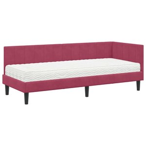 vidaXL Cadre de lit d'angle Rouge bordeaux 80 x 200 cm Velours