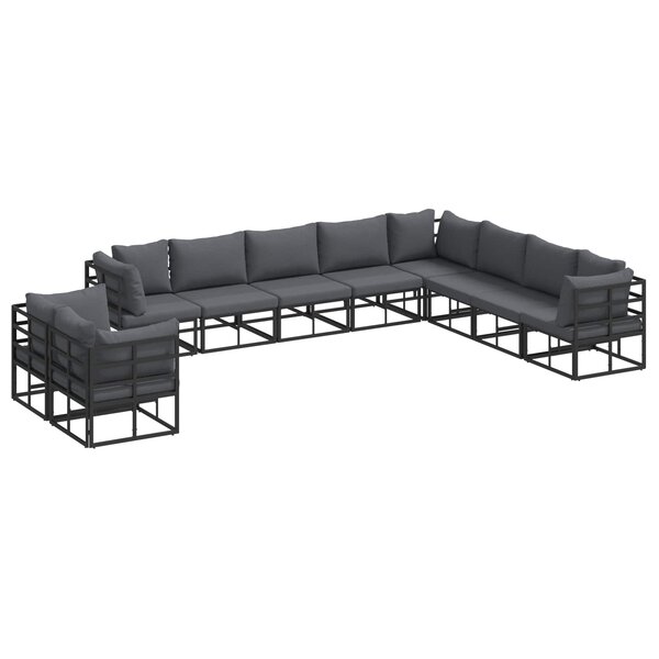 vidaXL Ensemble de canapé de jardin 10 pc Noir Aluminium