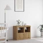 vidaXL Buffets avec éclairage LED 2 Pièces Chêne artisanal 41x37x67 cm