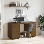 vidaXL Bureau avec armoires Marron miel 135x50x75cm Bois massif de pin