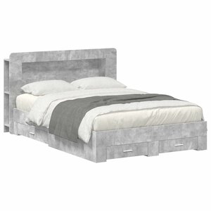 vidaXL Cadre de lit avec rangement Gris béton 150 x 200 cm