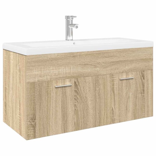 vidaXL Armoire lavabo de salle de bain et bassin intégré chêne sonoma