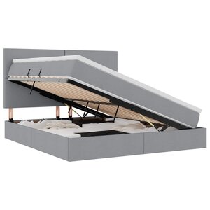 vidaXL Lit de rangement LED avec matelas Gris clair 160 x 200 cm Tissu