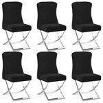 vidaXL Chaises à manger lot de 6 noir 53x52x98 cm velours et inox