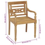 vidaXL Chaises Batavia lot de 2 avec coussins bleu royal Bois de teck