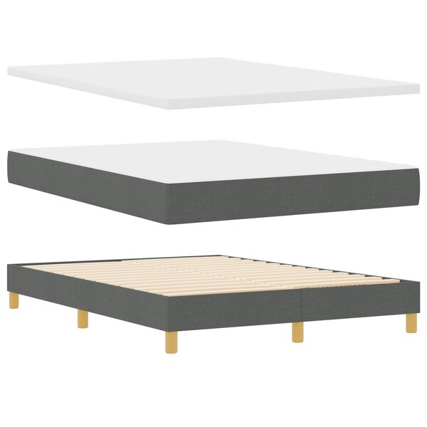 vidaXL Lit Box Spring avec Matelas gris foncé  140 x 200 cm  en tissu