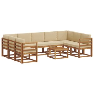 vidaXL Ensemble de canapés d'extérieur 10 Pièces Naturel et Beige