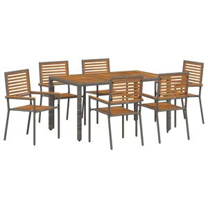 vidaXL Ensemble de salle à manger pour jardin 7 Pièces Gris et marron