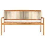 vidaXL Banc de jardin empilable et coussin 159 cm Bois de teck massif