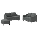 vidaXL Ensemble de canapés 3 Pièces avec coussins Gris foncé Tissu