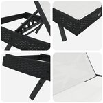 vidaXL Chaise Longue Noir Poly Rattan et Textilène