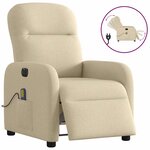 vidaXL Fauteuil inclinable de massage électrique crème tissu