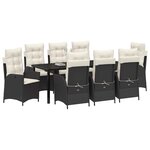 vidaXL Ensemble de salle à manger pour jardin 9 Pièces Noir polyrotin
