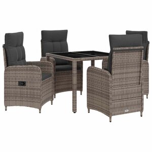 vidaXL Ensemble de repas extérieur 5 Pièces Gris clair et gris foncé