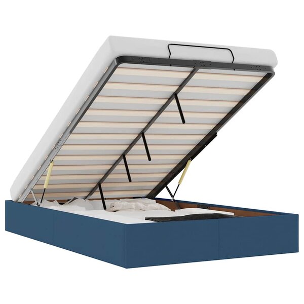 vidaXL Cadre de lit ottoman sans matelas bleu 120x190 cm tissu