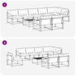 vidaXL Ensemble de canapés d'extérieur 9 pc Blanc et noir