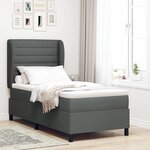 Lit à ressorts avec matelas vidaXL Gris foncé 80x200 cm Tissu