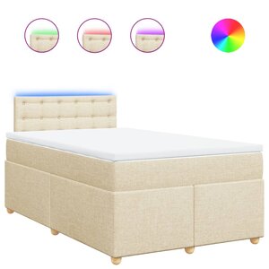 vidaXL Sommier à lattes de lit avec matelas Crème 120x200 cm Tissu