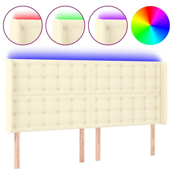vidaXL Tête de lit à LED Crème 203x16x118/128 cm Similicuir
