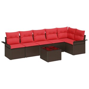 vidaXL Ensemble de canapé de jardin 7 Pièces Marron Poly rotin