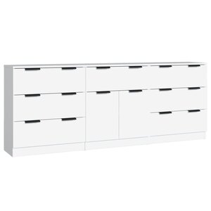 vidaXL Buffets 3 Pièces Blanc Bois d'ingénierie