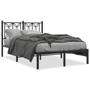 vidaXL Cadre de lit métal sans matelas avec tête de lit noir 120x190cm