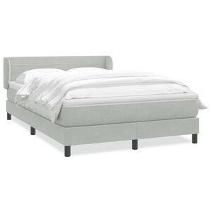 vidaXL Sommier à lattes de lit et matelas gris clair 160x220cm velours