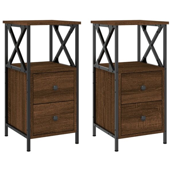 vidaXL Tables de chevet 2Pièces chêne marron 34x35 5x70cm bois ingénierie