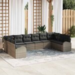 vidaXL Ensemble de canapé de jardin 10 Pièces Gris Poly rotin
