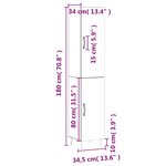 vidaXL Buffet haut Blanc 34 5x34x180 cm Bois d'ingénierie