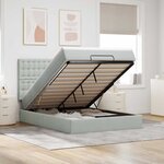 vidaXL Cadre de lit ottoman et matelas gris clair 140x190 velours