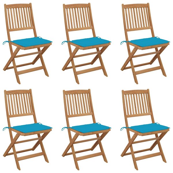 vidaXL Chaises pliables de jardin lot de 6 avec coussins Bois d'acacia