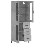 vidaXL Buffet haut Gris béton 69 5x34x180 cm Bois d'ingénierie